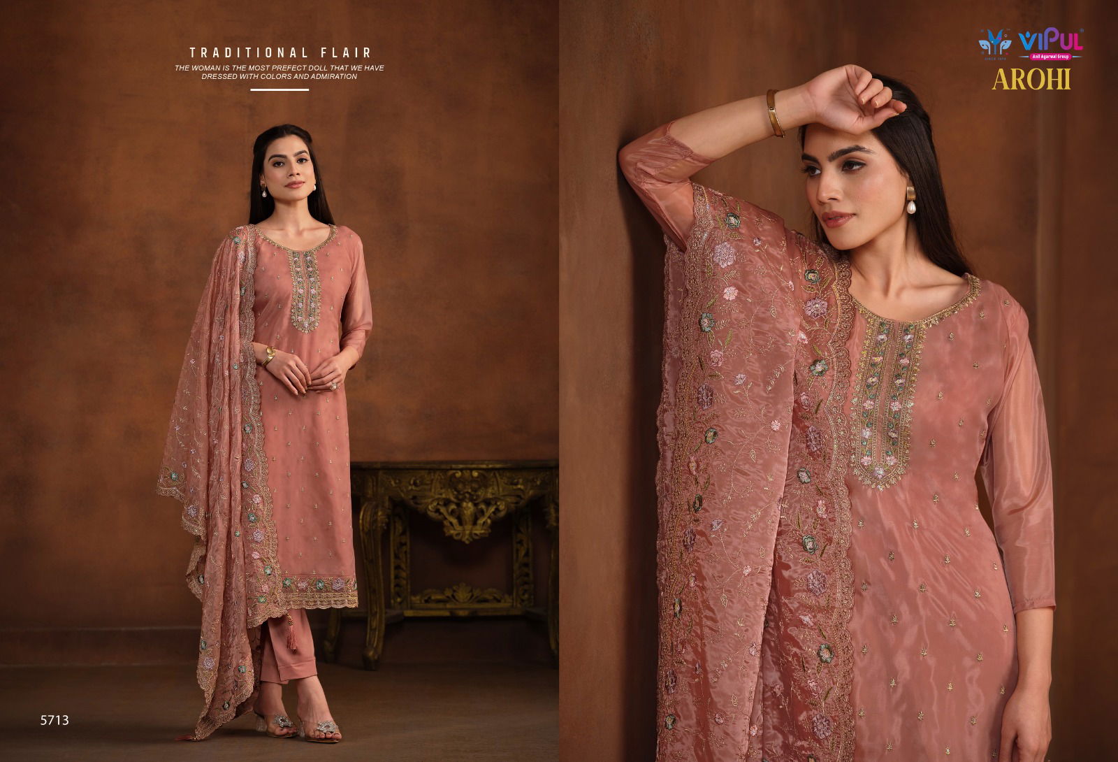 Arohi By Vipul Organza Embroidery Salwar Kameez Wholesale Price In Surat